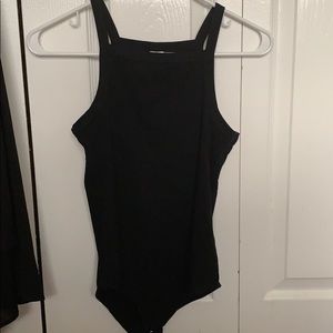 Black high neck one piece